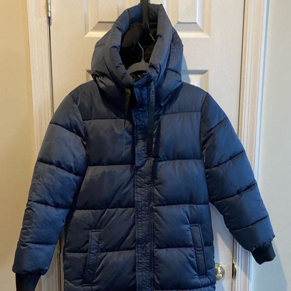 Dualist Stella Coat Womens T1 Navy Hooded Long Puffer Parka Synthetic Insulated - Picture 2 of 16